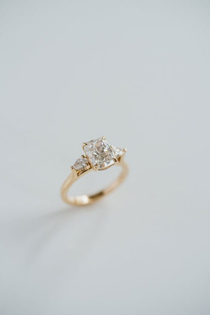Marquise Shaped Three Stone Lab Grown Diamond Engagement Ring