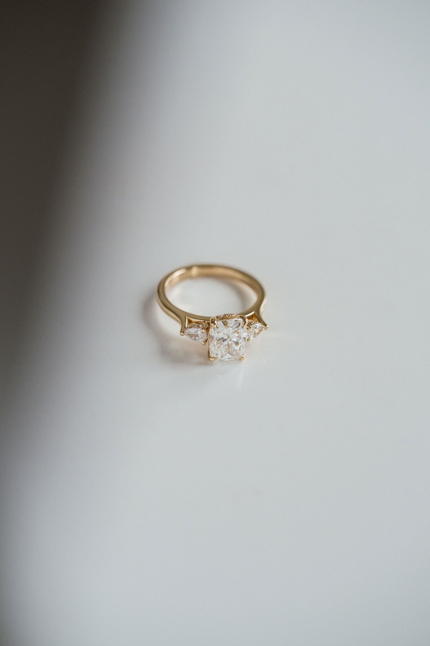 Marquise Shaped Three Stone Lab Grown Diamond Engagement Ring