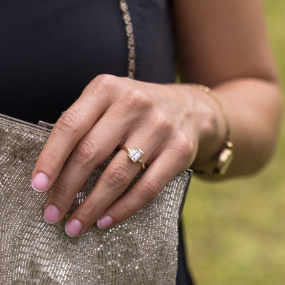 Marquise Shaped Three Stone Lab Grown Diamond Engagement Ring