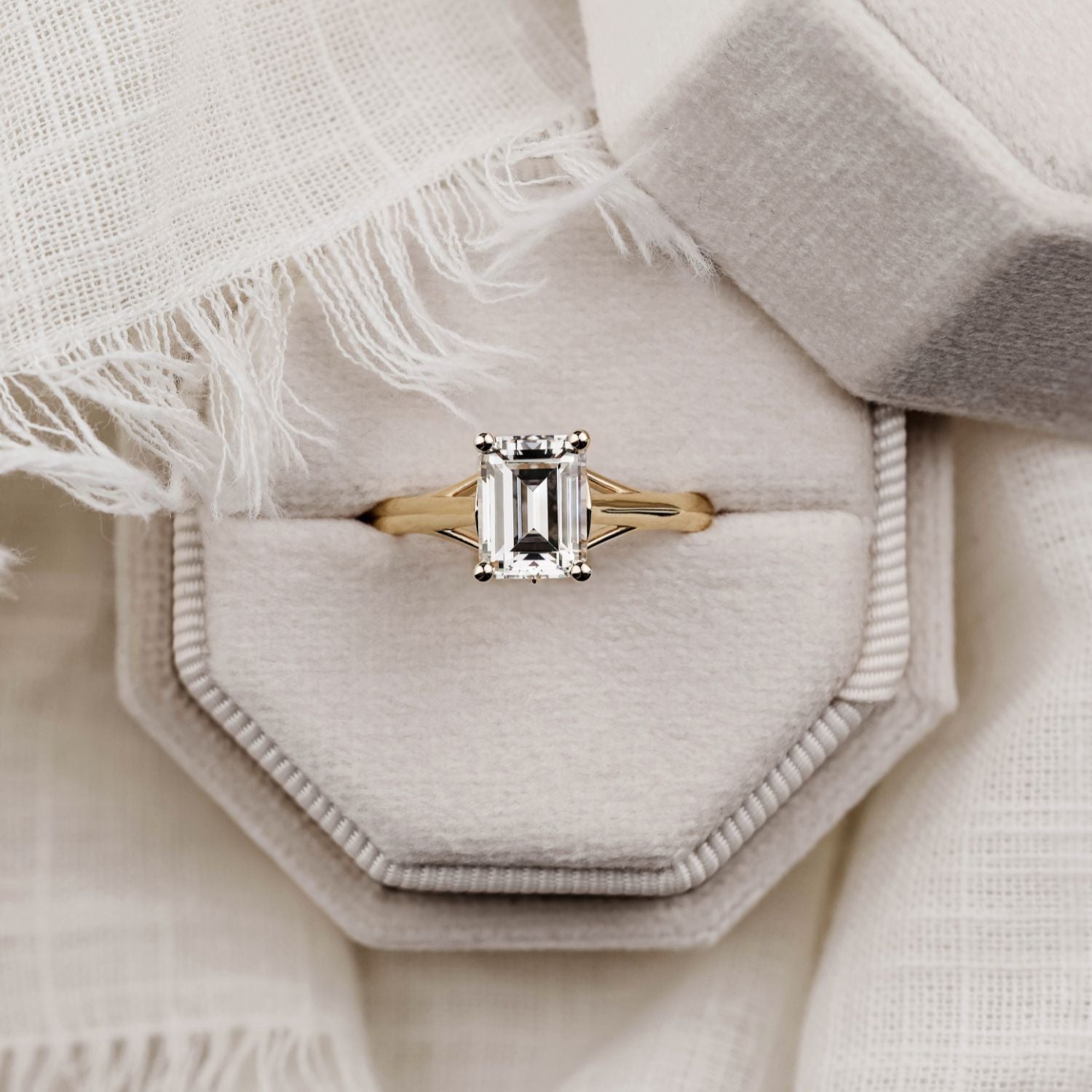 Marquise Shaped Three Stone Lab Grown Diamond Engagement Ring