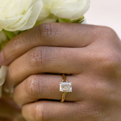 Marquise Shaped Three Stone Lab Grown Diamond Engagement Ring