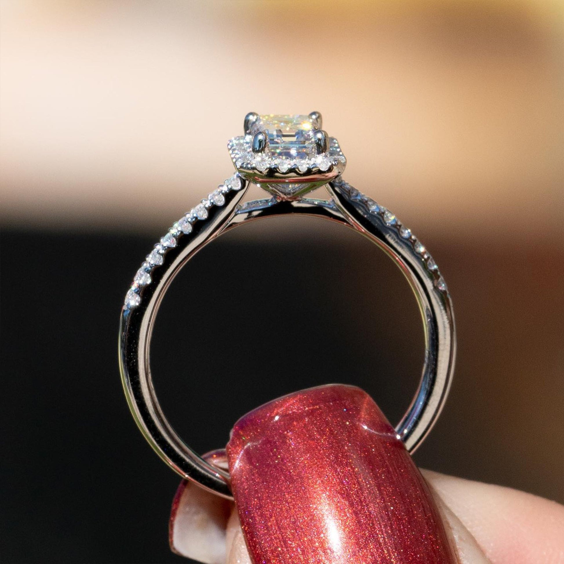 Marquise Shaped Three Stone Lab Grown Diamond Engagement Ring