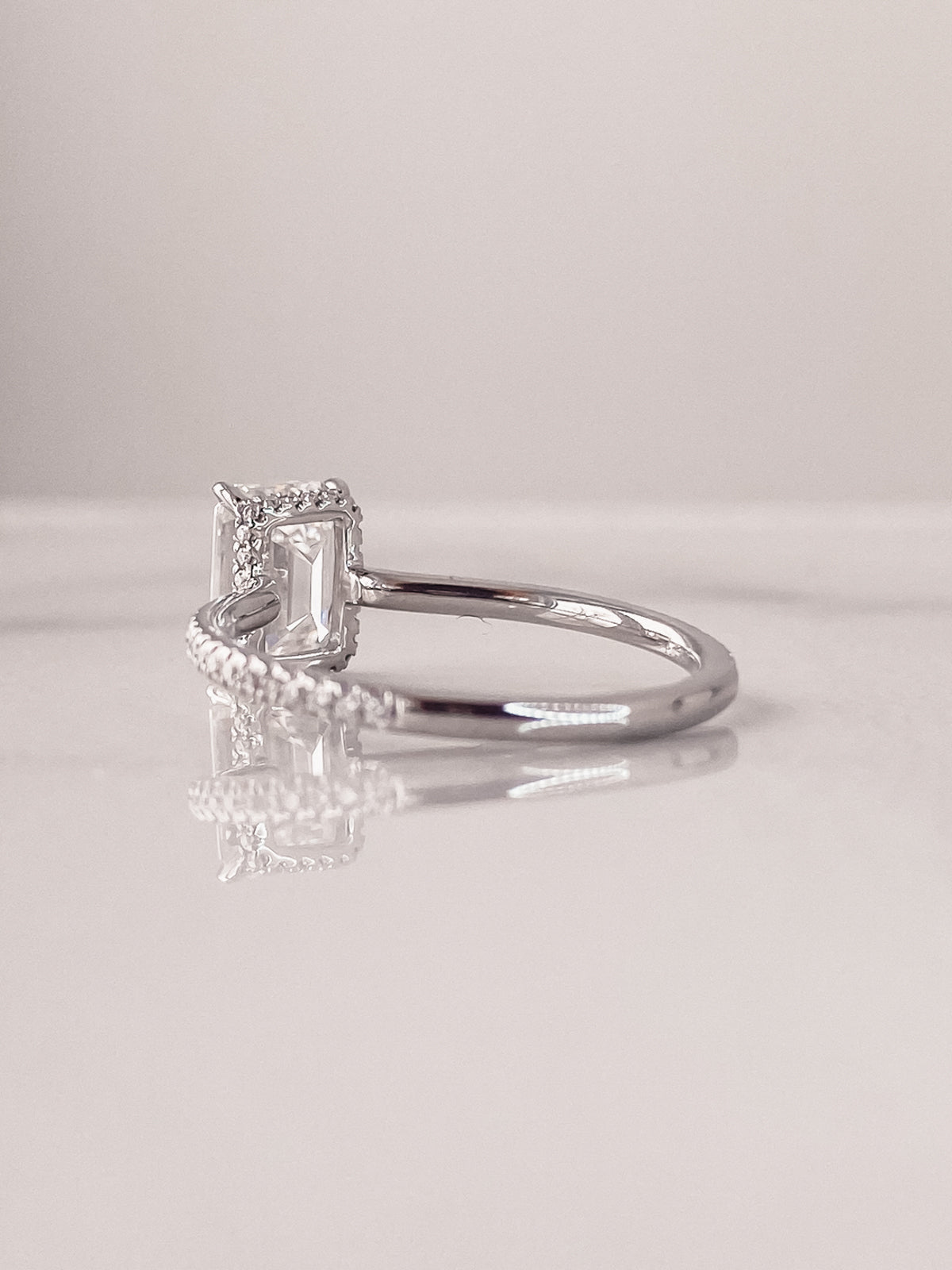 2.30 CT Emerald Cut Hidden Halo Lab Grown Diamond Engagement Ring