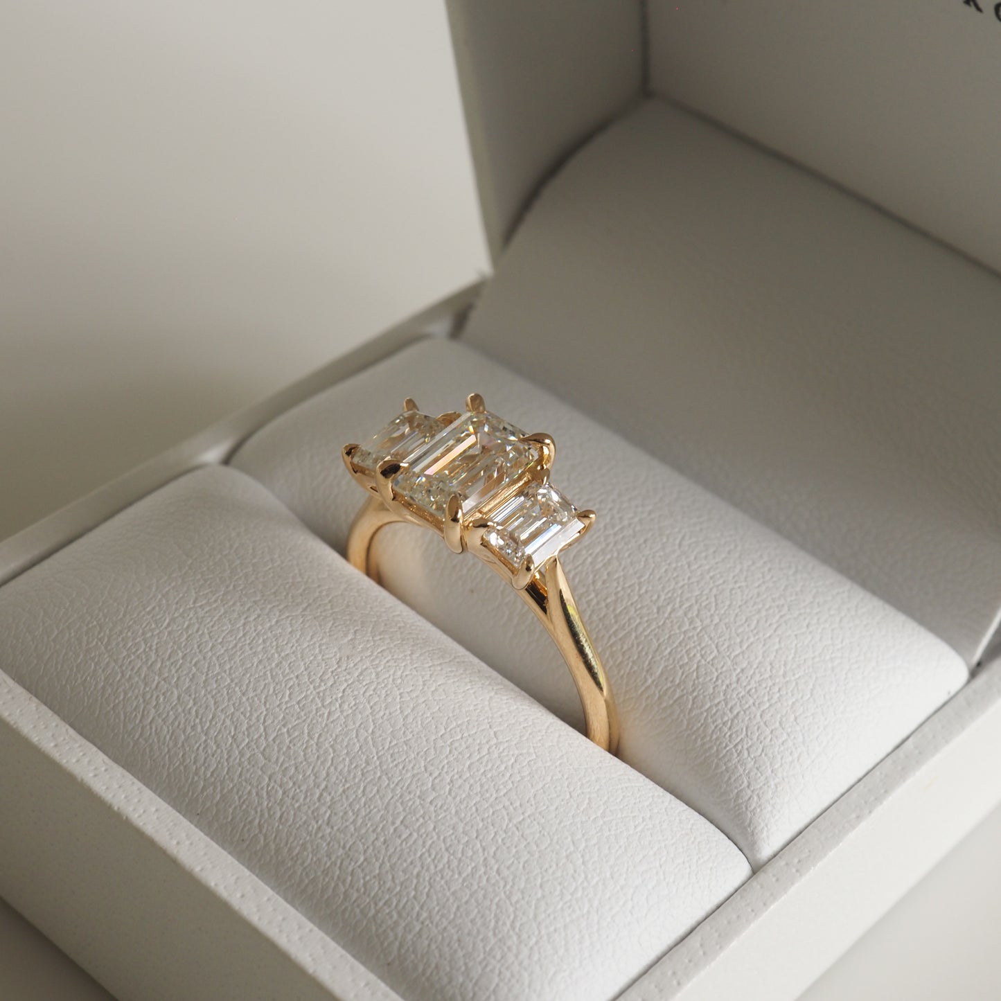 1.25 CT Emerald Cut Three Stones Lab Grown Diamond Engagement Ring