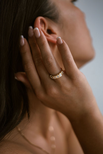 0.25 TCW Round Shaped Half Eternity Lab Grown Diamond Wedding Band