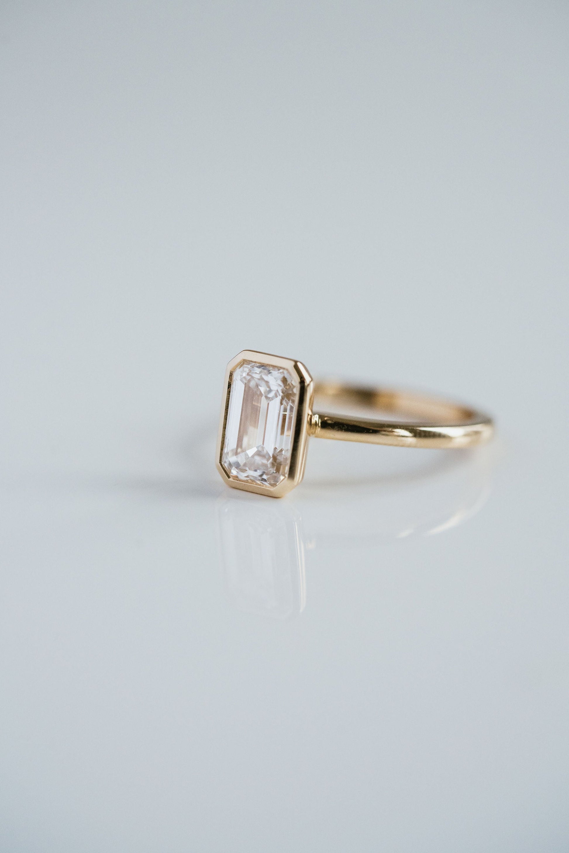 Marquise Shaped Three Stone Lab Grown Diamond Engagement Ring