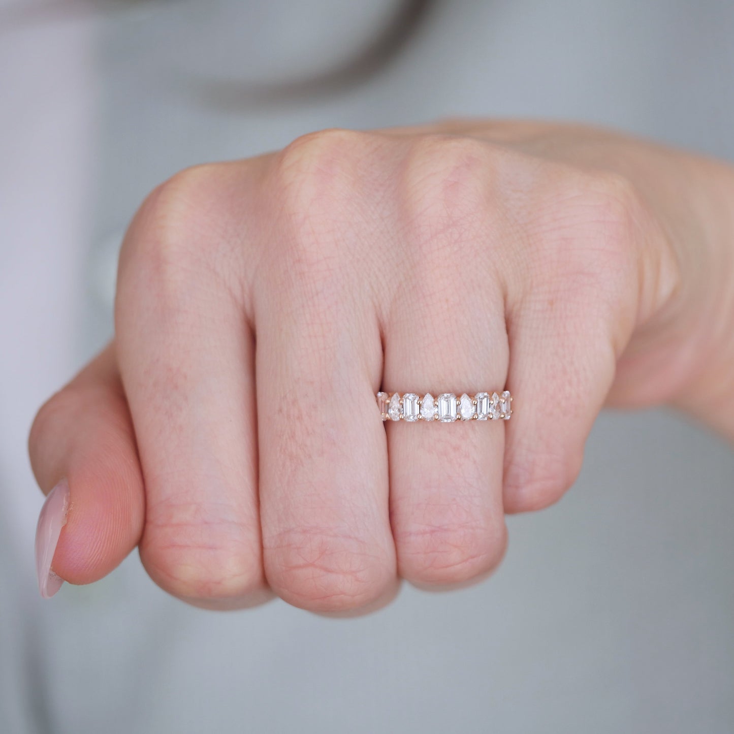 0.25 TCW Round Shaped Half Eternity Lab Grown Diamond Wedding Band