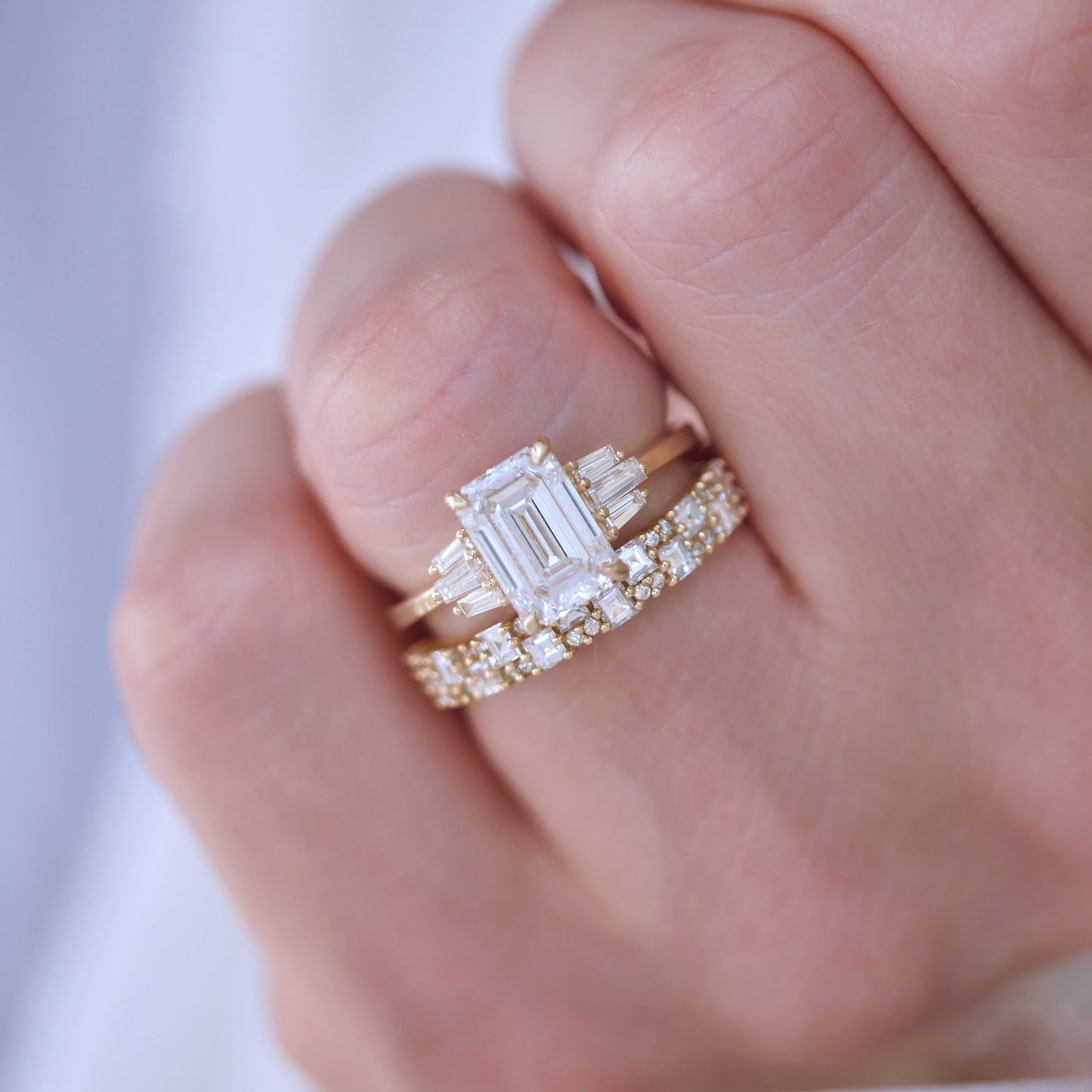 Marquise Shaped Three Stone Lab Grown Diamond Engagement Ring