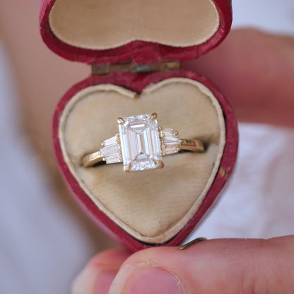 Marquise Shaped Three Stone Lab Grown Diamond Engagement Ring