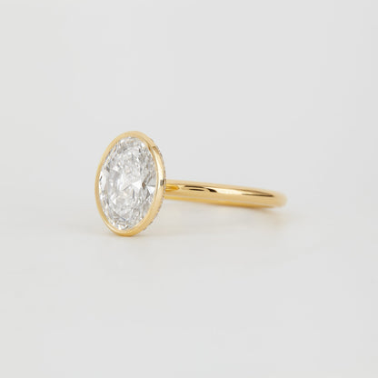 2.0 CT Oval Shaped Bezel Lab Grown Diamond Engagement Ring