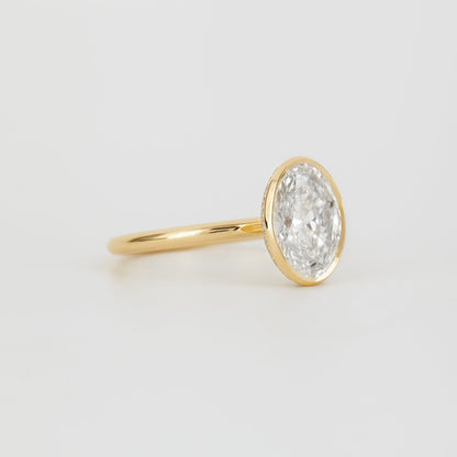 2.0 CT Oval Shaped Bezel Lab Grown Diamond Engagement Ring