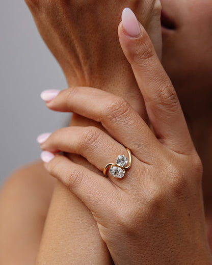 2.31 TCW Oval & Cushion Toi Et Moi Lab Grown Diamond Engagement Ring