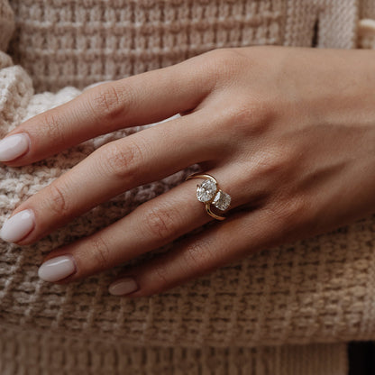 2.31 TCW Oval & Cushion Toi Et Moi Lab Grown Diamond Engagement Ring