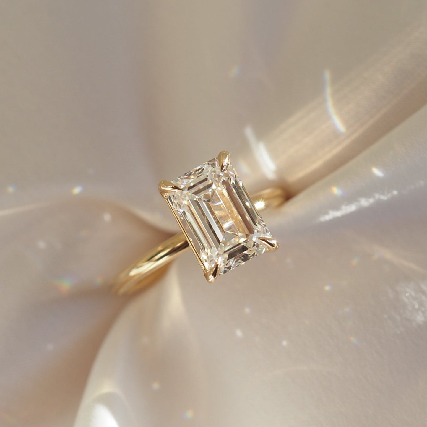 3.06 CT Emerald Cut Solitaire Lab Grown Diamond Engagement Ring