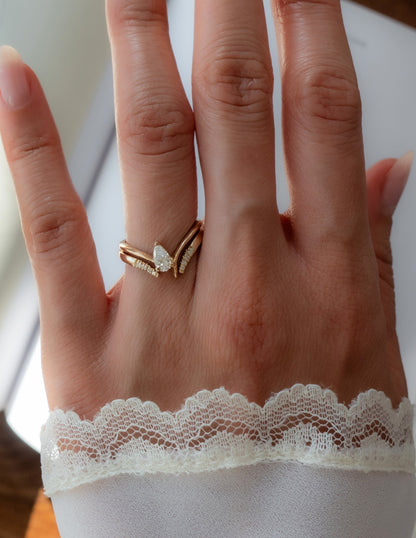 0.45 CT Pear Swirl Solitaire Minimal Daily Wear Lab Grown Engagement Ring