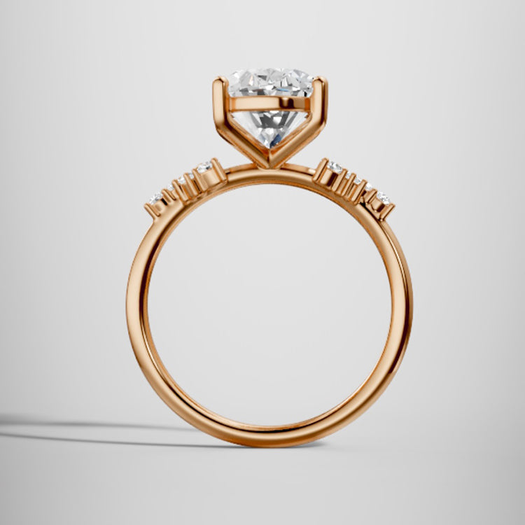 Marquise Shaped Three Stone Lab Grown Diamond Engagement Ring