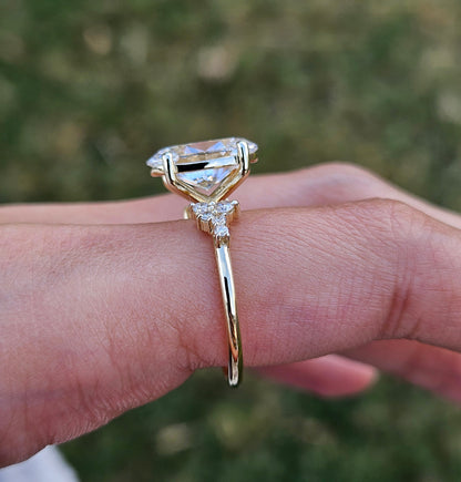 Marquise Shaped Three Stone Lab Grown Diamond Engagement Ring