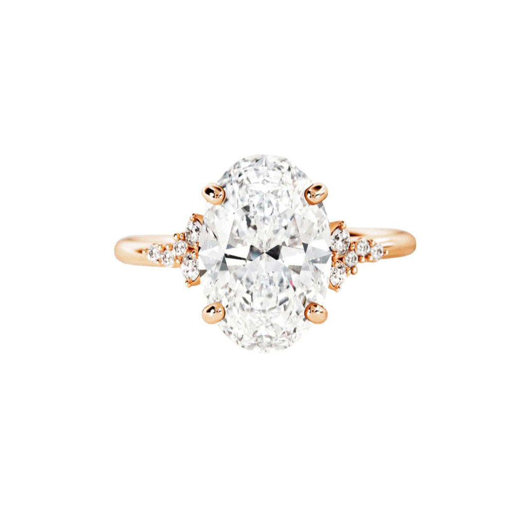 Marquise Shaped Three Stone Lab Grown Diamond Engagement Ring