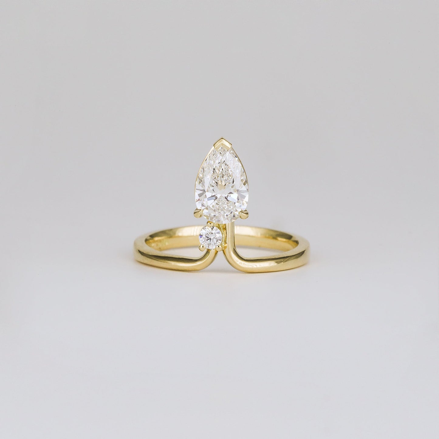 1.12 TCW Pear & Round Cut Lab Grown Diamond Engagement Ring