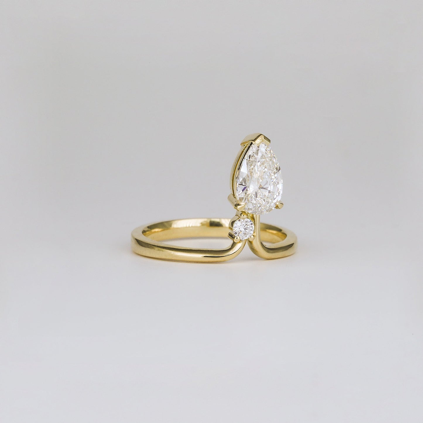 1.12 TCW Pear & Round Cut Lab Grown Diamond Engagement Ring