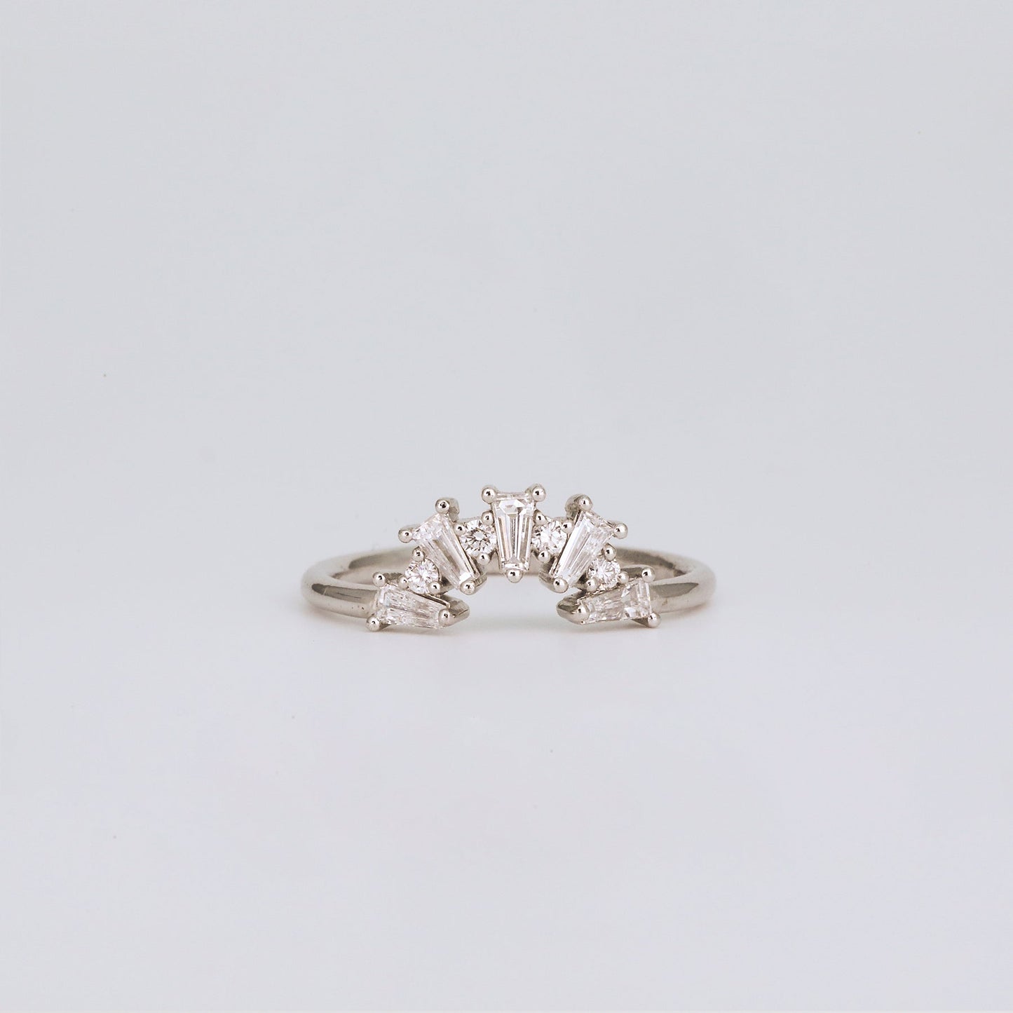 0.48 TCW Tapered Baguette & Round Shaped Curved Lab Grown Diamond Wedding Band