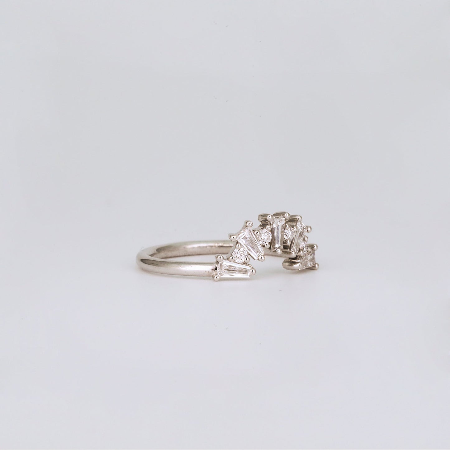 0.48 TCW Tapered Baguette & Round Shaped Curved Lab Grown Diamond Wedding Band