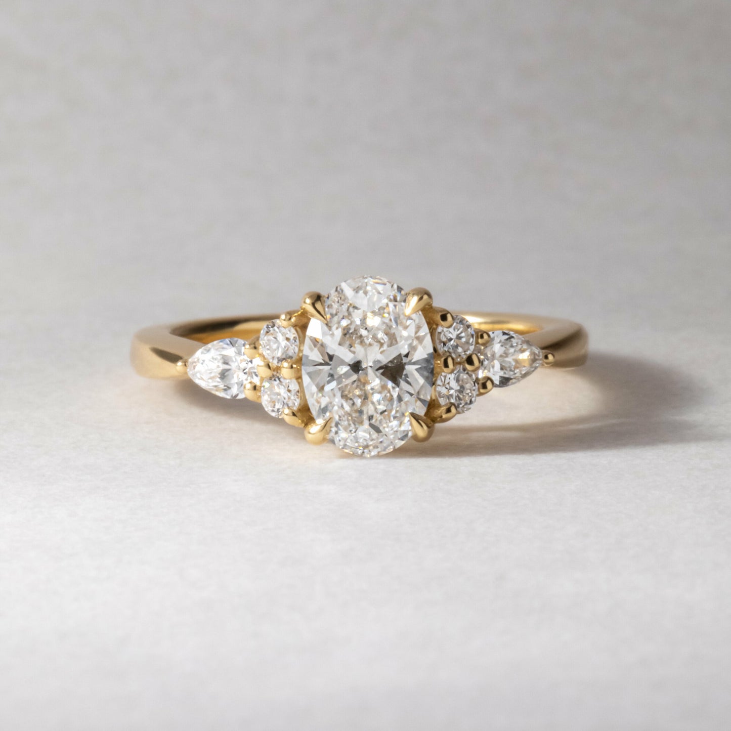 Marquise Shaped Three Stone Lab Grown Diamond Engagement Ring