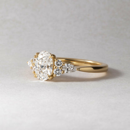 Marquise Shaped Three Stone Lab Grown Diamond Engagement Ring