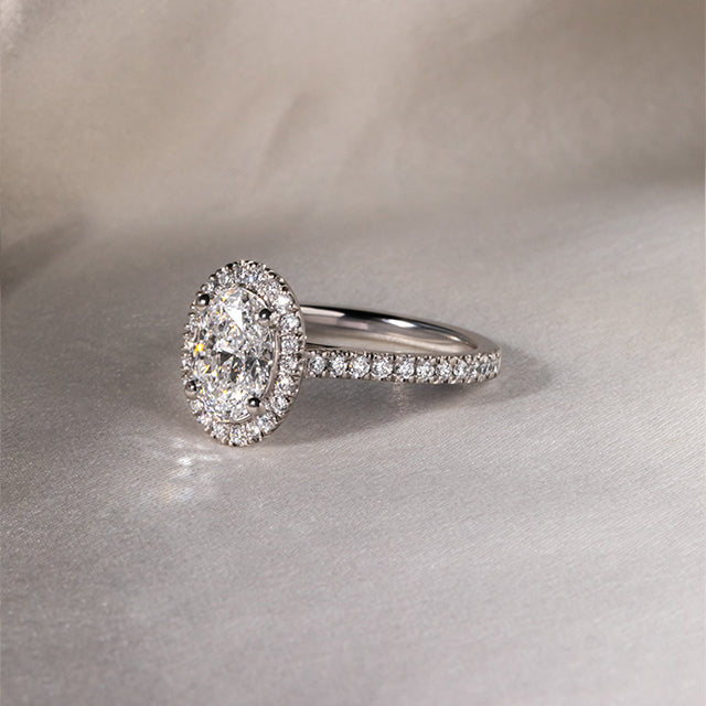 Marquise Shaped Three Stone Lab Grown Diamond Engagement Ring