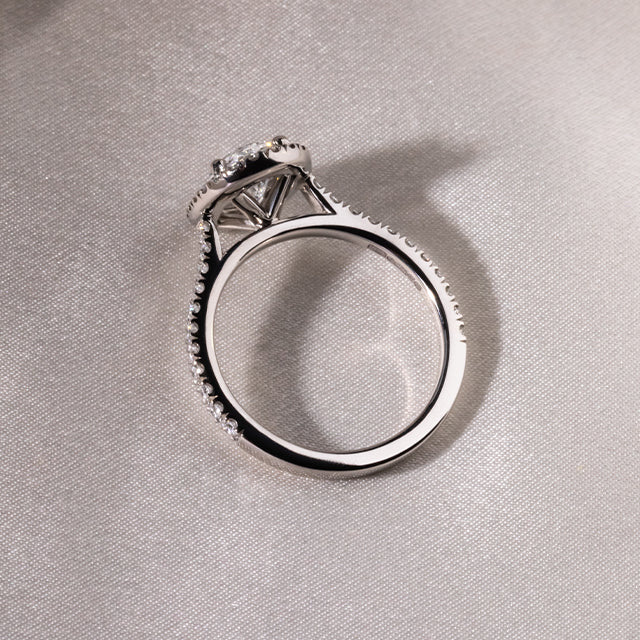 Marquise Shaped Three Stone Lab Grown Diamond Engagement Ring