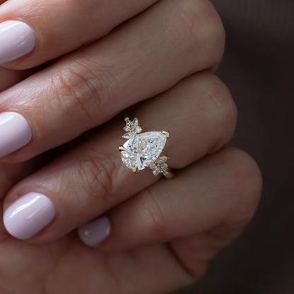 Marquise Shaped Three Stone Lab Grown Diamond Engagement Ring