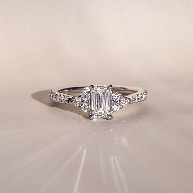 Marquise Shaped Three Stone Lab Grown Diamond Engagement Ring