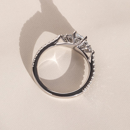 Marquise Shaped Three Stone Lab Grown Diamond Engagement Ring