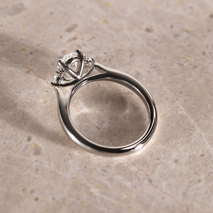 Marquise Shaped Three Stone Lab Grown Diamond Engagement Ring