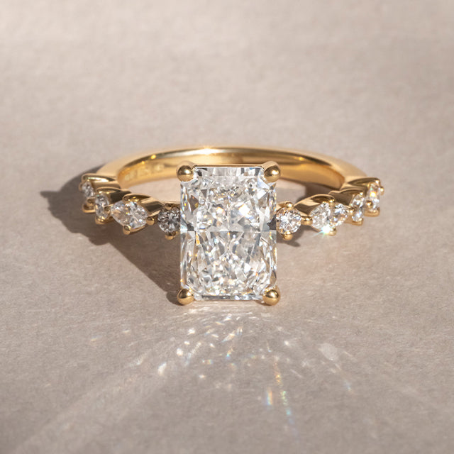 Marquise Shaped Three Stone Lab Grown Diamond Engagement Ring