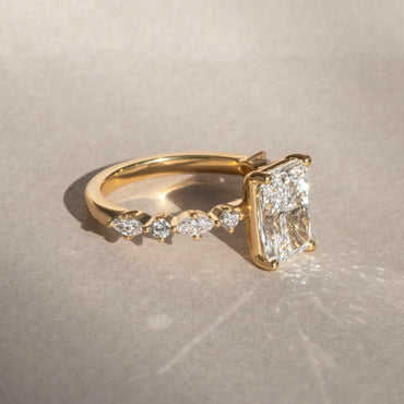 Marquise Shaped Three Stone Lab Grown Diamond Engagement Ring