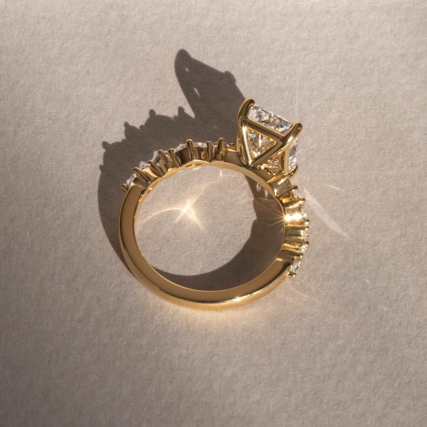 Marquise Shaped Three Stone Lab Grown Diamond Engagement Ring