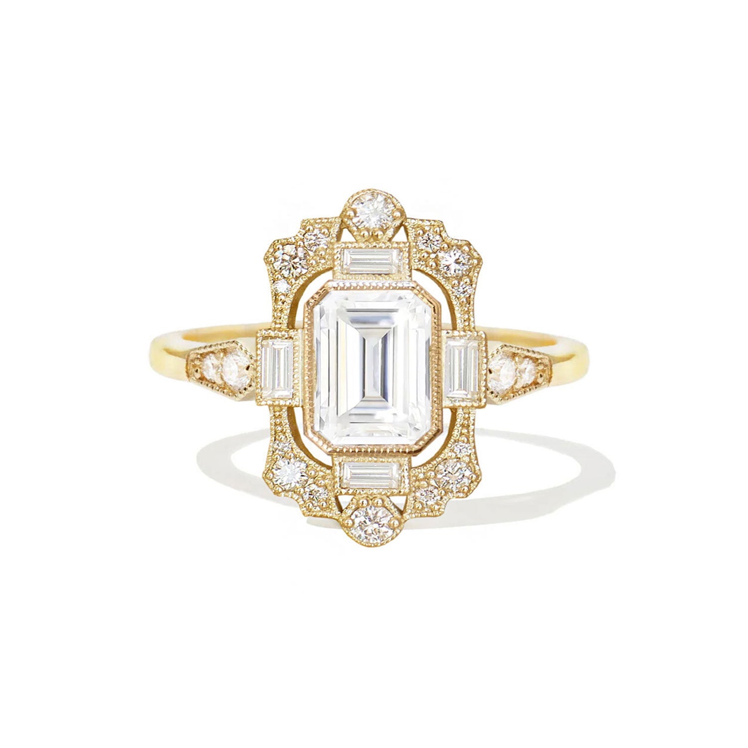 Marquise Shaped Three Stone Lab Grown Diamond Engagement Ring