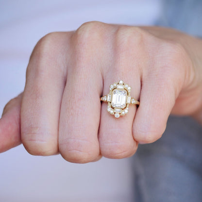 Marquise Shaped Three Stone Lab Grown Diamond Engagement Ring