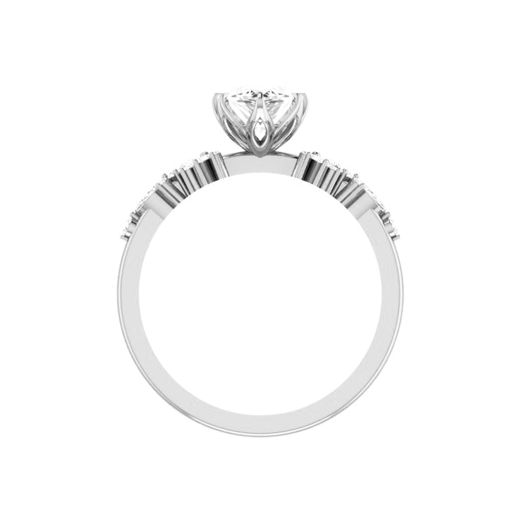 Marquise Shaped Three Stone Lab Grown Diamond Engagement Ring