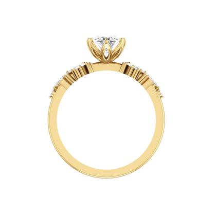 Marquise Shaped Three Stone Lab Grown Diamond Engagement Ring