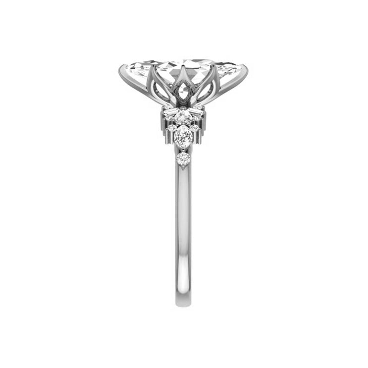 Marquise Shaped Three Stone Lab Grown Diamond Engagement Ring