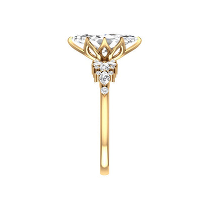 Marquise Shaped Three Stone Lab Grown Diamond Engagement Ring