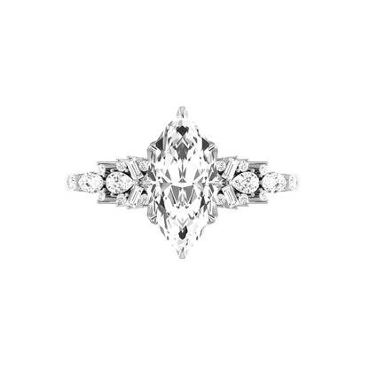 Marquise Shaped Three Stone Lab Grown Diamond Engagement Ring