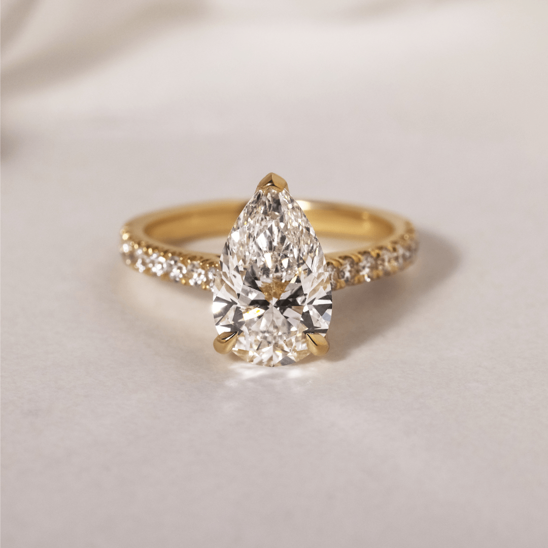 Marquise Shaped Three Stone Lab Grown Diamond Engagement Ring