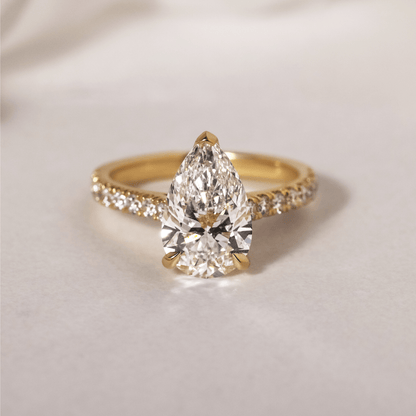 Marquise Shaped Three Stone Lab Grown Diamond Engagement Ring