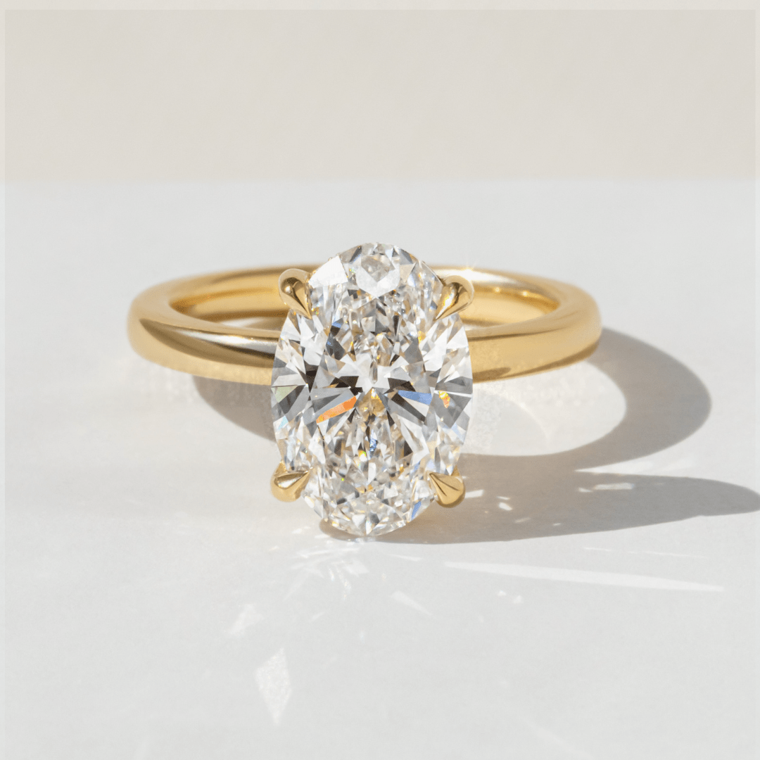 Marquise Shaped Three Stone Lab Grown Diamond Engagement Ring