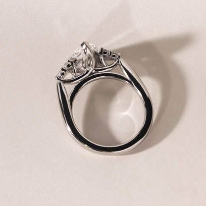 Marquise Shaped Three Stone Lab Grown Diamond Engagement Ring