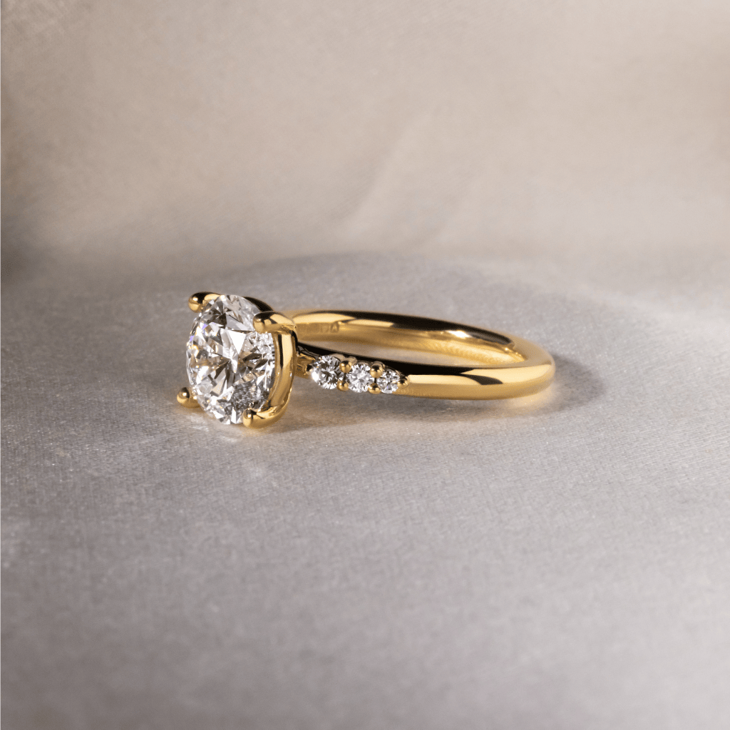 Marquise Shaped Three Stone Lab Grown Diamond Engagement Ring