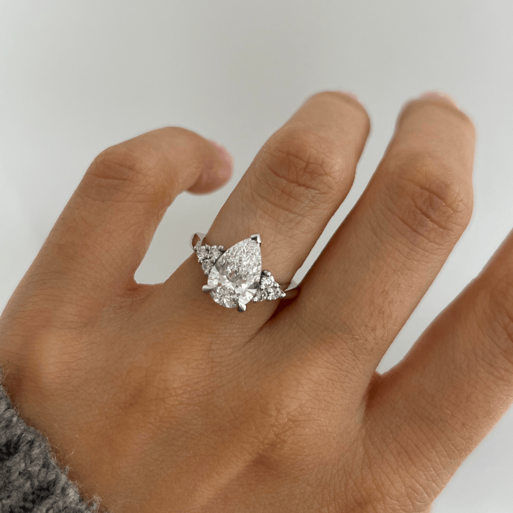 Marquise Shaped Three Stone Lab Grown Diamond Engagement Ring